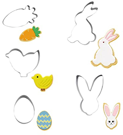 caoxhenr Lot de 5 Emporte-pièces Lapin de Pâques pour Gâteaux, Biscuits, Pâtisseries, Cadeaux d'Anniversaire