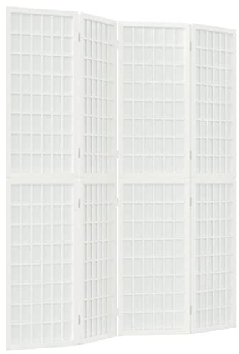 4 teilig Paravent Faltbarer, Raumteiler Spanische Wand mit Streben aus Holz, Sichtschutz Raumtrenner Trennwand Stellwand Sichtschutzwand Home Office Deko, 160x170 cm Weiß