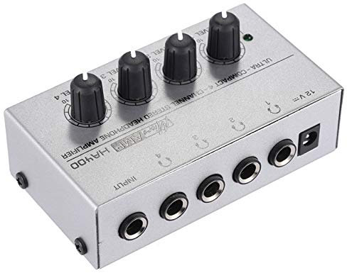HUIOP HA400 Ultra-compact 4 Channels Mini Audio Stereo Headphone Amplifier with Power Adapter,Portable Amplifier