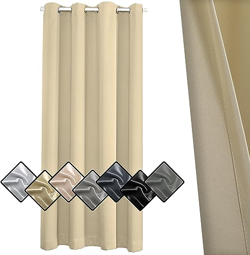Sichtschutz Tende per Finestre 1 Pezzi, Tende Oscuranti per Finestre, Protezione Privacy per Finestre Camera Bambini 300x240cm (Altezza x Larghezza),Beige