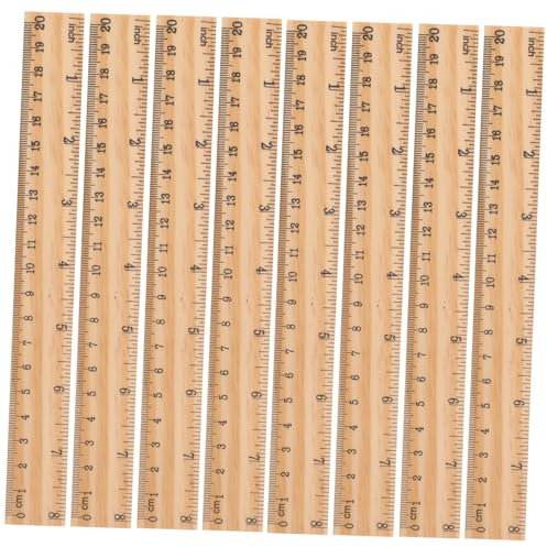 Holzlineal 20cm für Schule und Zuhause, Doppelt Skaliert, 30 Stück | Khaki, Einseitige Teilung, Trainingshilfe, für Ingenieure und Designer, Holz, Messwerkzeug