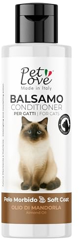 Pet Love Balsamo per Gatti Districante e Scioglinodi - Azione Nutriente e Protettiva per un Pelo Morbido e Luminoso - Profumo Delicato di Olio di Mandorla - 250 ml