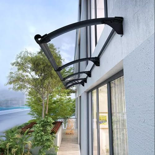 Modernes Waschbecken Polycarbonat Vordach für Haustür,45/55/65/80/90/100cm Regenschutz Fenstermarkise,Gartenüberdachung Terrasse Pultbogenvordach Veranda Pultvordach (100x160cm/39 x63)