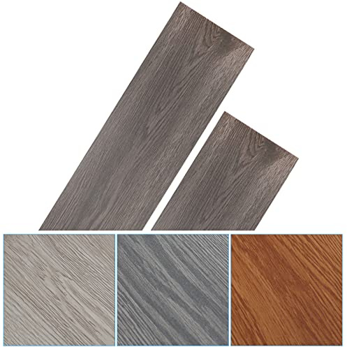 Fiqops 91.5x15.2cm ca. 3 m² 21 Fliesen PVC Bodenbelag Selbstklebend Vinylboden Rutschfest Wasserfest Bodenfliesen Laminat Dielen Vinyl-Fliesen für Fußbodenheizung Night Oak