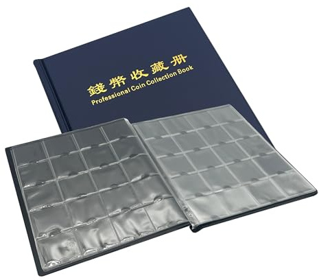 PCCB MINGT Álbum Profesional de Colección de Monedas con 200 Ranuras para Fundas de Cartón para Monedas (Azul)