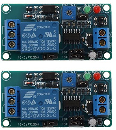 Uikdjgu 2X SRD-12VDC-SL-C NC Modulo de Rele con Temporizador Retrasado de 12V DC