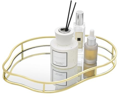 Navaris Vassoio a Specchio - Decorativo Porta Profumi e Portaoggetti - Adatto a Bagno Camera da Letto Ingresso - Forma Irregolare - Espositore Profumi Centrotavola e Porta Candele