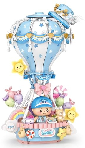 MEIEST Set di mattoncini da costruzione mongolfiera, collezione fantasia viaggio da sogno mattoni da costruzione giocattoli, decorazione per la casa (neve)
