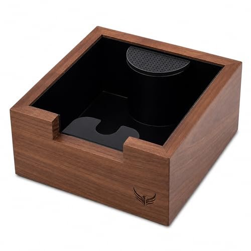 KNODOS Wooden Espresso Knock Box Walnut Dump Bin for Coffee Grounds Disposal Durable, Shock-Absorbent Espresso Machine Accessories, Easy to Clean Tamping Station