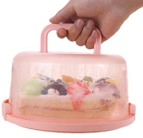 Boîte de transport sécurisée pour gâteaux – Support à gâteaux de qualité alimentaire, couvercle transparent avec poignée | Boîte de rangement réutilisable pour Cupcakes, légumes, Biscuits, récipient a