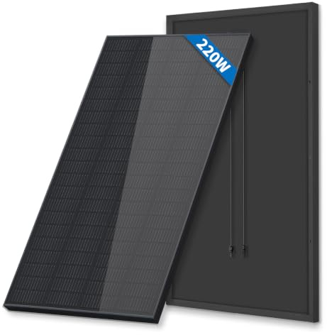 FIREFLY ENERGY Panel Solar Monocristalino Tipo N 220W 12V en Negro – Módulo Solar Eficiente para Autocaravana, Barco, Balcón, Techo, Baterías 12V y Centrales Eléctricas Portátiles