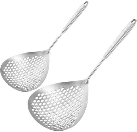 Cabilock 2piezas Colador de Acero Inoxidable Espumadera Ranurada para Cocinar Cuchara para Pasta y Fideos para Filtrar Alimentos Cocinados