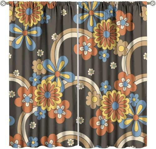 Vorhang Blickdicht Gardinen Mit Ösen - 2 Stücke 170(B) X 200(H) cm Verdunklungsvorhänge 3D Pflanzen Blumen Muster Thermovorhang Für Kinderzimmer Schlafzimmer Weihnachtsgardinen-32230469017878