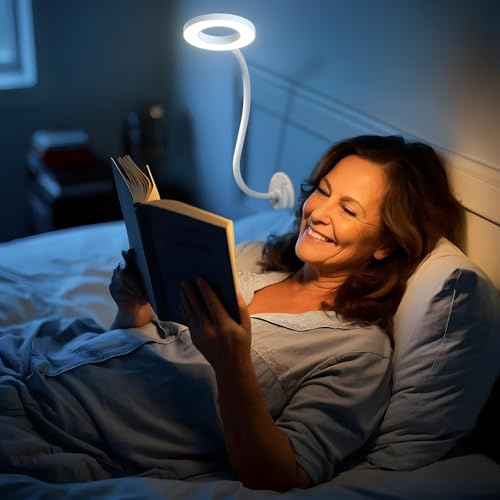 Kary Wandleuchte Leselampe, Buchlampe fürs Bett, Nachttischlampe fürs Schlafzimmer, Kopfteil-Beleuchtung, Augenschonend mit 5 Farbtemperatur- & Helligkeitsstufen, 360° flexibler Schwanenhals, Weiß​