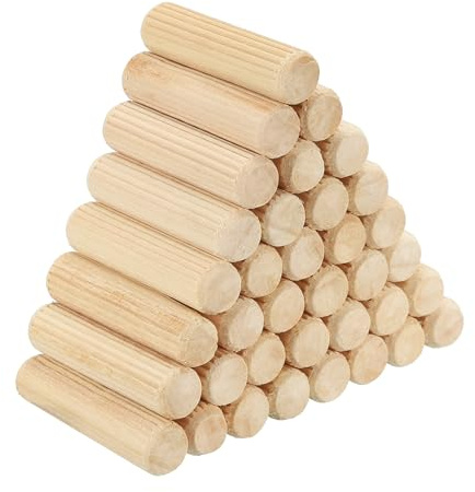 PATIKIL 3/8 x 1-3/8(10 x 35mm) Goujons En Bois À Rainures Droites, Lot De 90 Pour Meubles Portes Projets Artisanaux