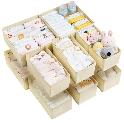 Vtopmart 12 Stück Baby-Kleidungs-Organizer, faltbare | Schubladenaufbewahrung für Kinderzimmer, Babykleidung, faltbare Stoffbehälter, Kommode, Schrank, Organizer, Socken, Krawatten