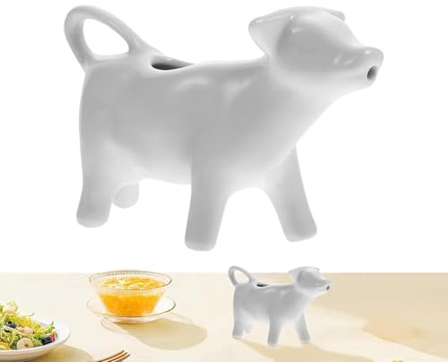 Cartoon-Kuh-Milchkännchen Aus Keramik, Kuh Figur Milchkrug Porzellan mit Griff, Hitzebeständiger Sirupkrug, Milchkanne, Soßenkanne, Kuh Geformt Kaffeesahne Dispenser, Creamer Krug Weißer