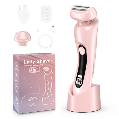Elektrorasierer für Damen 2 in 1 - Intim & Ganzkörper Trimmer mit LED Display, IPX7 wasserdicht & USB Ladestation für Bikini-Trimmer, Beine, Achseln