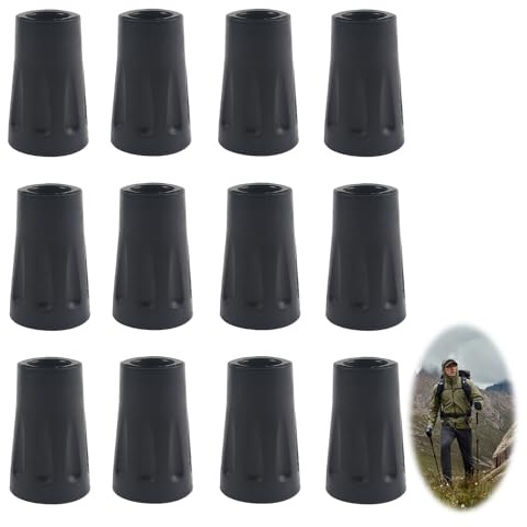 12 Stück Gummipuffer für Wanderstöcke, 11mm Gehstockkappen aus Gummi Nordic Walking Stöcke Gummipuffer Gehstock Gummispitzen Trekkingstöcke Ersatz Gummi Schutz Asphaltpads Protektoren Wanderstock
