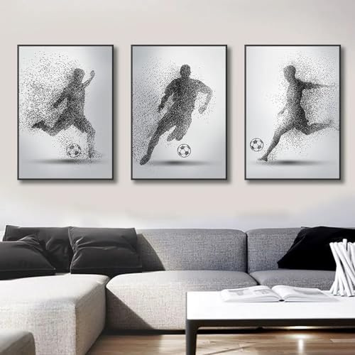 Canvastavlor Fotboll Abstrakt Man Spelar Fotboll Sport Canvastavlor Posters Väggkonst Tavlor Heminredning (50x70cm-3 st)