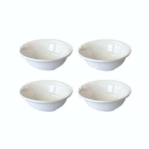 evym Lot de 4 bols de service en céramique blancs - Bols à sauce - Bols en céramique pour amuse-bouche - Petits bols à collation - Coupelles à dessert en céramique, simples et empilables