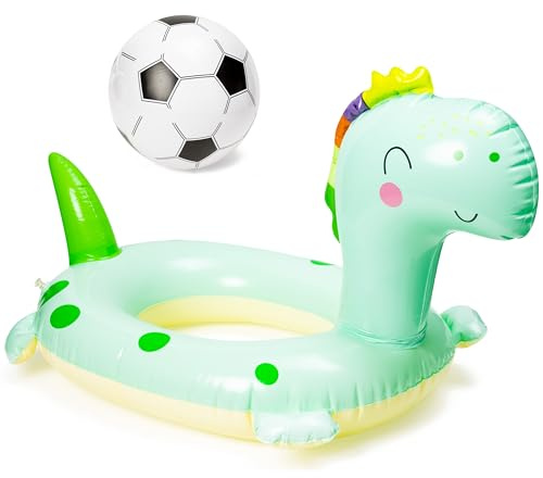 YINGENIVA Schwimmring Kinder Schwimmreifen Dinosaurier Kinder Aufblasbare Schwimmtiere Pool und Fußball Beach Ball Tiere Aufblasbar Spielzeug für Schwimmbad-Party Partyzubehör 3-12 Jahre