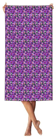 AYYQWE Telo mare leggero con stampa di margherite viola, per adulti e bambini, da viaggio, per prendere il sole, campeggio, salotto all'aperto
