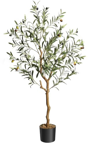 120cm Grande Olivier Artificielle Réalistes,Fausse Plante Interieur avec Olives Branche & Feuillage sans Entretien,Plante Artificielle/Décorations Végétales Artificielles pour Salon, Bureau,Balcon