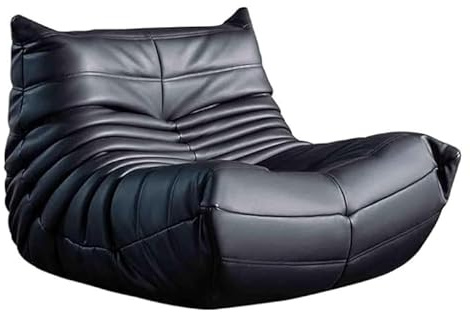 SANTUO Togo Sofa, lässiges Faules Sofa Schlafzimmer Wohnzimmer kann Sich hinlegen und schlafen, Einzelsessel, NAPA-Leder verschleißfest und Kratzfest（Schwarz，103X88X70CM）