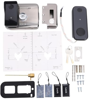 Pssopp Serratura Elettronica per Cancello Intelligente, Serrature per Cancelli Doppio Lato Impronta Digitale con Tastierino Scheda per Recinzione da Giardino Serratura Elettronica per Cancello