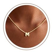 Turandoss Kette mit Buchstaben Gold - 14K Vergoldet Buchstaben M Kette Gold Anhänger Halskette für Frauen Geburtstags Geschenke für Damen Schmuck