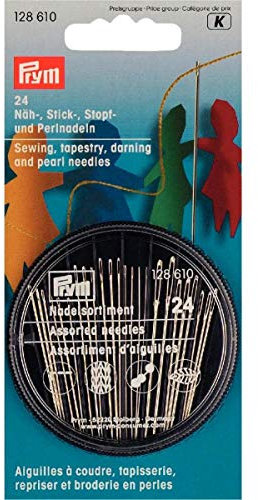 Prym 128610 Näh/Stick/Stopf/Perlnadeln ST in Compact-Dose, silber