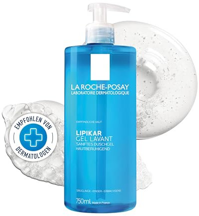La Roche-Posay, Lipikar, Gel Lavant Apaisant Protecteur, Apaise & Protège, Enrichi en Beurre de Karité et Niacinamide, Pour Peaux Sèches à Tendance à l'Eczéma Atopique, 750 ml