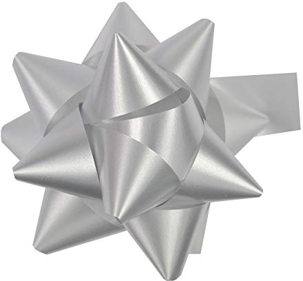STAR 10 Geschenkschleifen Rosetten 11cm Silber