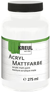 KREUL 75001 - Acryl Mattfarbe, weiß 275 ml Kunststoffglas, cremig deckende, schnelltrocknende Farbe auf Wasserbasis, für viele verschiedene Untergründe geeignet