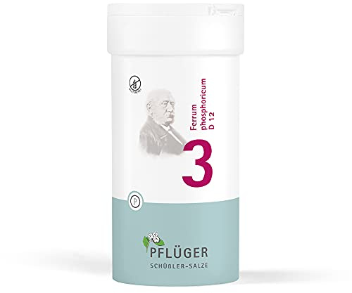PFLÜGER Schüßler-Salz Nr. 3 Ferrum phosphoricum D12, 400 Tabletten | Das Salz des Immunsystems, Schüssler Salze im praktischen Dosierspender, glutenfrei, Arzneimittel