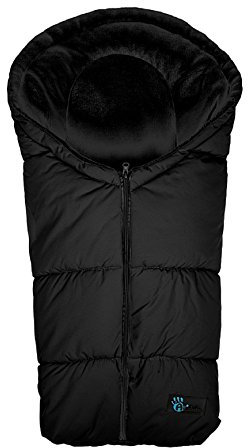 Altabebe (AL2006-03) Winterfußsack für Babyschale (Römer, Maxi Cosi, Cybex) und Kinderwagenwanne, Mittelreißverschluss, Wasserabweisend, Winddicht, Farbe: Schwarz-Schwarz