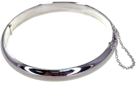 Minoplata Pulsera Media Caña en Plata Lisa de 7 Mm.si Eres una Mujer Que Adora Las Joyas atemporales
