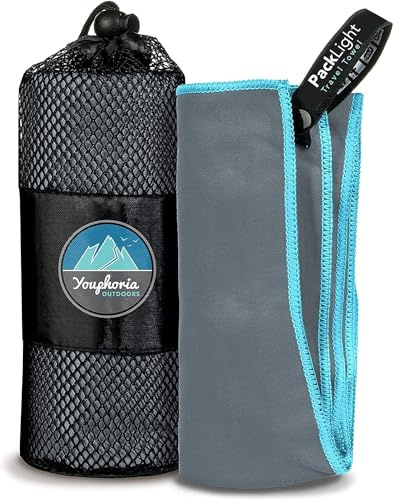 Youphoria Sport Mikrofaser-Reisehandtuch und Sporthandtuch, Grau/Blau, 81,3 x 182,9 cm