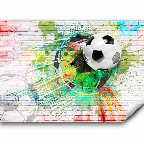 murando - Fototapete Vlies Fussball, 300x210 cm, Schlafzimmer, Wohnzimmer | Full HD Druck, 3D-Effekt, lichtbeständige Farben, ideal fürs Wohn- oder Schlafzimmer, schnelle Montage, lichtbeständig, edel