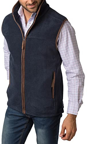 Rydale Men's Huggate Fleece Waistcoat Mens Gilet Bodywarmer Sleeveless Jacket Fleece Gilets (XL, Ink)