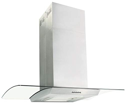 Tidyard Cappa a Isola 90 cm in Acciaio Inossidabile e Vetro Temperato 756 m³/h LED 180 W | Argento
