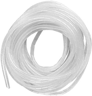 GTIWUNG 15 Metros Organizador de Cables en Espiral, Tubo Flexible en Espiral Evuelto para PC TV DVD cable de antena estéreo agrupar cable, Blanco