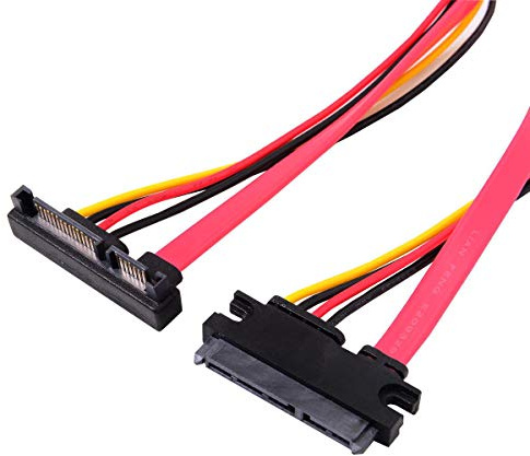 cablecc Up abgewinkelt SATA III 3.0 7 + 15 22 Pin SATA Stecker auf Buchse Data Power Verlängerungskabel 30cm