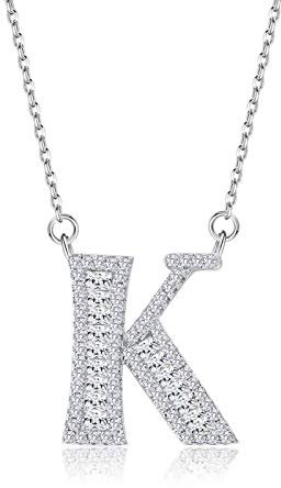 Beydodo Sterling Silber Kette Anhänger Zirkonia Buchstabe K Halskette Damen Silber Hochzeit Partnerkette