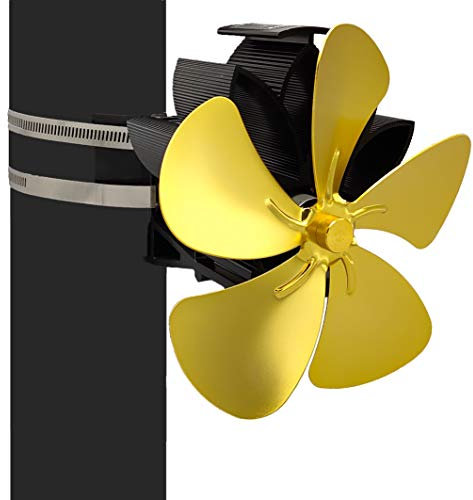 Canna Fumaria Silenziosa 4 Pale Ventilatore Per Stufa Ventilatore Per Camino Ventilatore Termico Per Bruciatori A Legna/Ceppi,D'oro