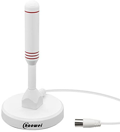 Chaowei DVB66W High Gain Freeview TV Aerial- Portable Indoor Outdoor Magnetic Base Digital Antenna White for Smart Home TV-6.5ft Coax Cable