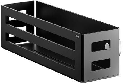 Keuco Duschkorb aus Aluminium, schwarz, mit abnehmbarem Korb, Ablaufschlitze, 32x9x12cm, Wandmontage in der Dusche, Duschregal leicht zu reinigen