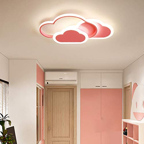 LED Wolke Baby Schlafzimmer Deckenleuchte Modern Kreative Kinderzimmer Deckenlamp Hause Deko Mädchen Jungen Light Fernbedienung Dimmbar Prinzessin Zimmer Pendelleuchte Wohnzimmer-Lampe (Rosa)
