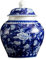 fanquare Jarrón Jingdezhen de Porcelana Azul y Blanca, Florero Hecho a Mano con Diseño de Loto de la Suerte, Altura 23cm